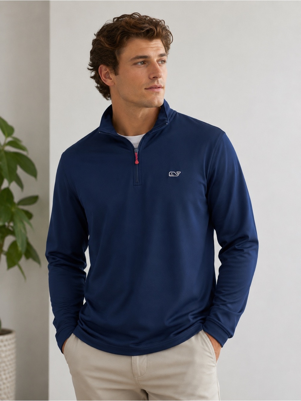 Vineyard Vines Performance 1/4 Zip Pullover Men Large Navy Stretch Golf